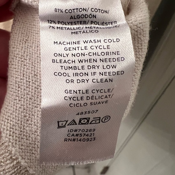 Loft outlet cream/gold metallic detail crew neck sweater XL - Picture 5 of 9